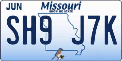 MO license plate SH9J7K