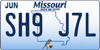 MO license plate SH9J7L