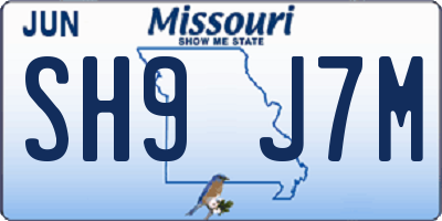 MO license plate SH9J7M