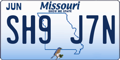MO license plate SH9J7N