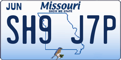 MO license plate SH9J7P