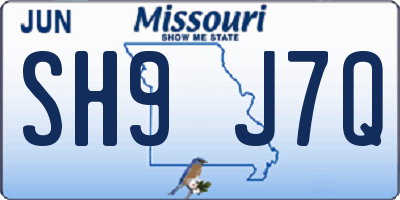 MO license plate SH9J7Q