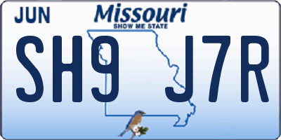 MO license plate SH9J7R