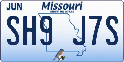 MO license plate SH9J7S
