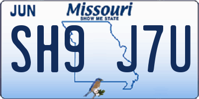 MO license plate SH9J7U