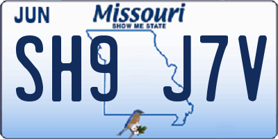 MO license plate SH9J7V