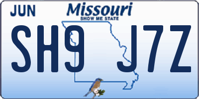 MO license plate SH9J7Z