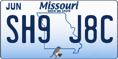MO license plate SH9J8C
