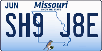 MO license plate SH9J8E