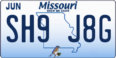 MO license plate SH9J8G