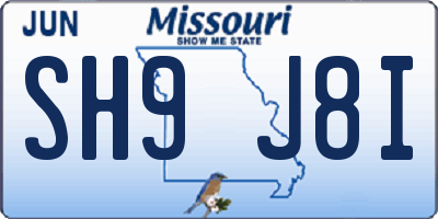 MO license plate SH9J8I