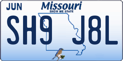 MO license plate SH9J8L
