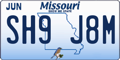 MO license plate SH9J8M