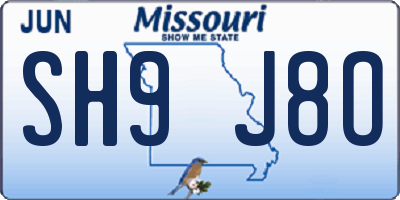 MO license plate SH9J8O