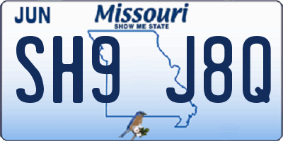 MO license plate SH9J8Q