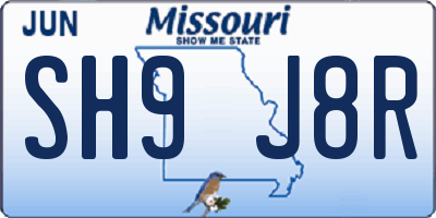MO license plate SH9J8R