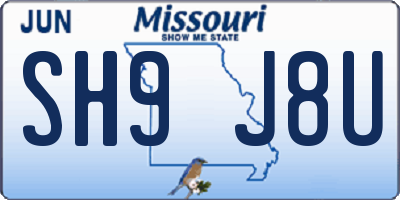 MO license plate SH9J8U