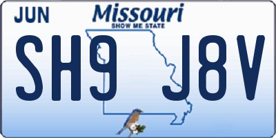 MO license plate SH9J8V