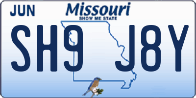MO license plate SH9J8Y