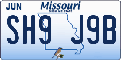MO license plate SH9J9B