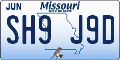 MO license plate SH9J9D
