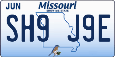 MO license plate SH9J9E