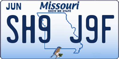 MO license plate SH9J9F