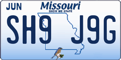 MO license plate SH9J9G