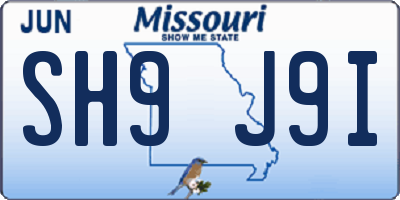 MO license plate SH9J9I