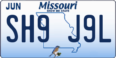 MO license plate SH9J9L