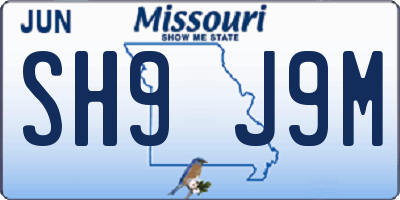 MO license plate SH9J9M
