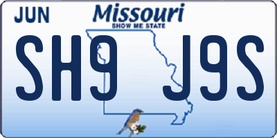 MO license plate SH9J9S