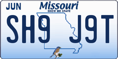 MO license plate SH9J9T