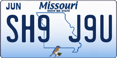 MO license plate SH9J9U