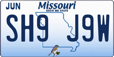 MO license plate SH9J9W