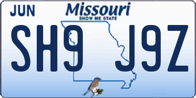 MO license plate SH9J9Z