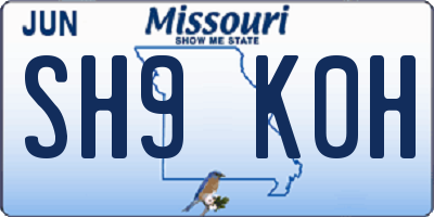 MO license plate SH9K0H