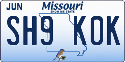 MO license plate SH9K0K