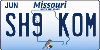 MO license plate SH9K0M