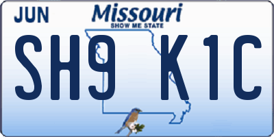 MO license plate SH9K1C