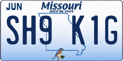 MO license plate SH9K1G