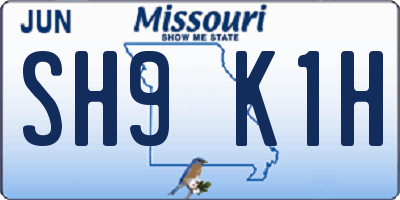 MO license plate SH9K1H