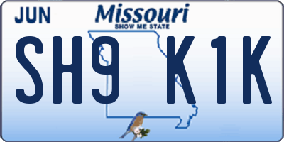 MO license plate SH9K1K