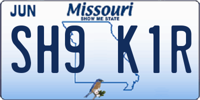 MO license plate SH9K1R