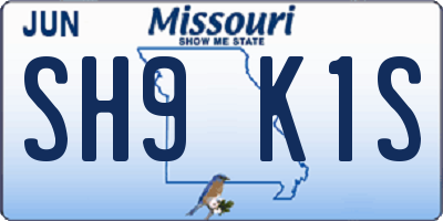 MO license plate SH9K1S