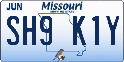 MO license plate SH9K1Y