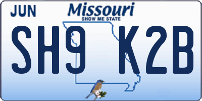 MO license plate SH9K2B