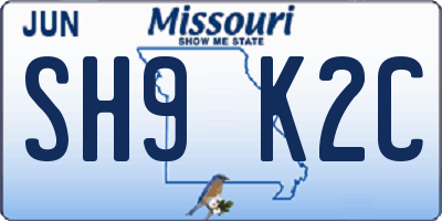 MO license plate SH9K2C