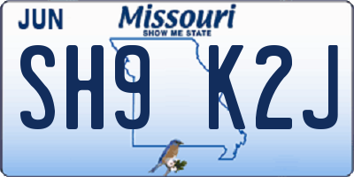 MO license plate SH9K2J