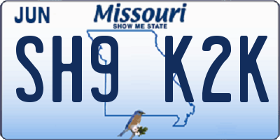 MO license plate SH9K2K